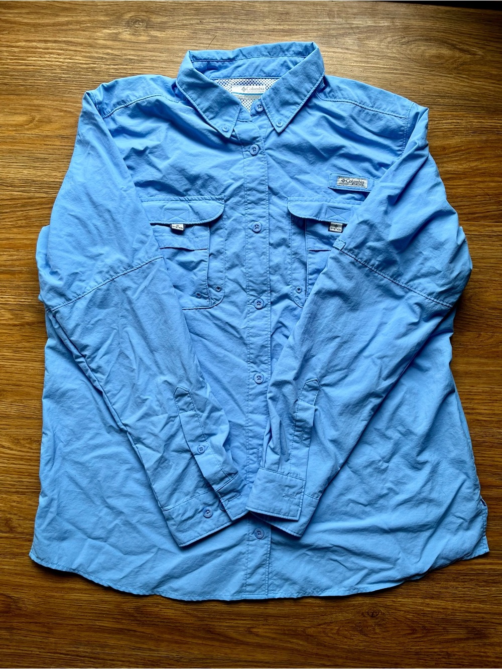 Columbia PFG Light Blue Outdoor Button-Up Shirt